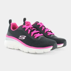 SKECHERS Sportive^149277 Fashion Fit Black Mesh / Hot Pink - Sportive Nero