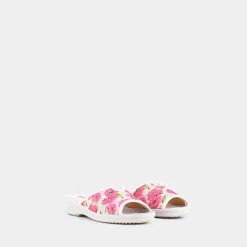 DUNE VERDI Ciabatte^Sg-E23D-03 Fondo Grigio Chiaro Sottopiede Ghia Fiore Fuxia - Base Ciabatte Bianco