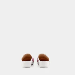 DUNE VERDI Ciabatte^Sg-E23D-01 Fondo Grigio Chiaro Sottopiede Ghia Fiore Glicine - Base Ciabatte Bianco