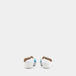 DUNE VERDI Ciabatte^Sg-E23D-02 Fondo Grigio Chiaro Sottopiede Ghia Fiore Azzurro - Base Ciabatte Bianco